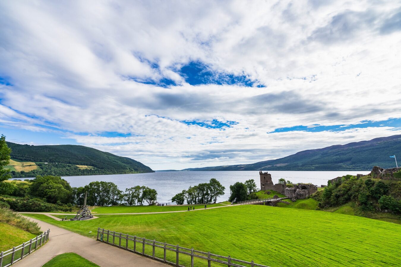 Loch Ness: A mesmerizing Scottish loch shrouded in mist, known for its mystique and legendary Loch Ness Monster.