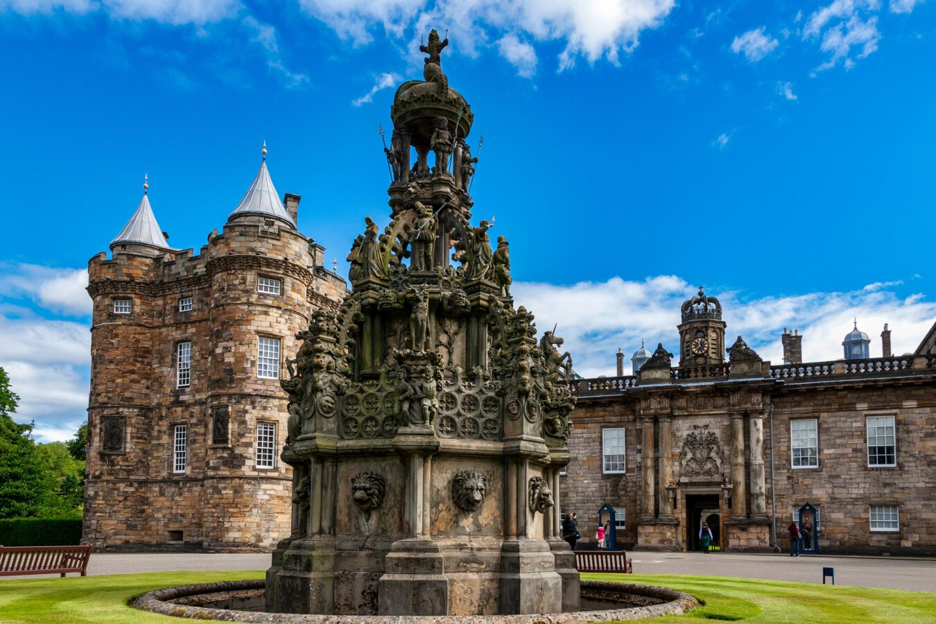 Palace of Holyroodhouse: A historic royal residence with magnificent architecture and scenic gardens in Edinburgh, Scotland.