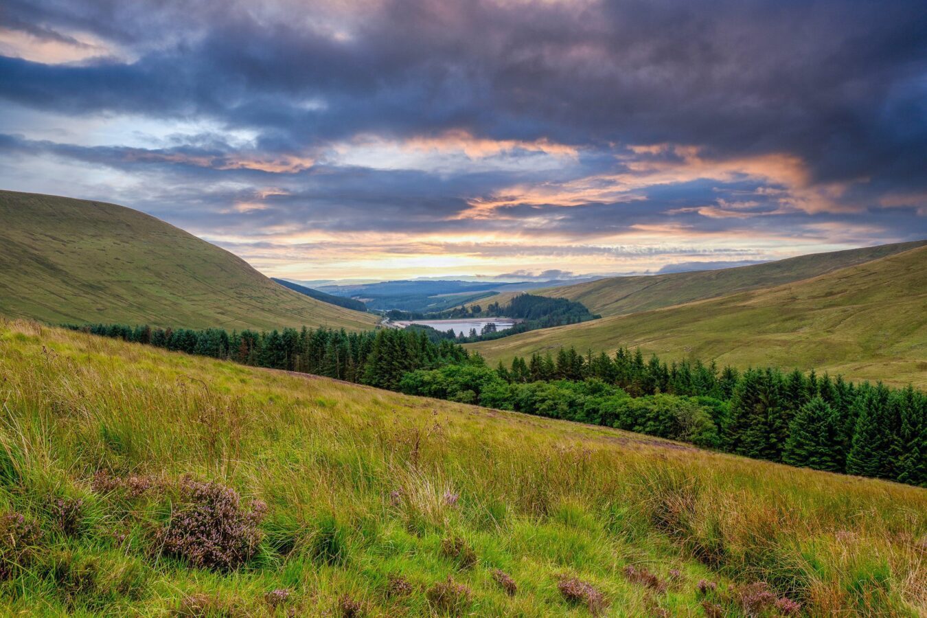 the view of the valley below walking up Pen y fan the highest peak in South Wales UK